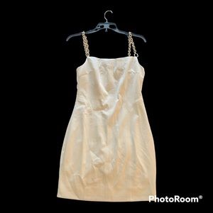 Hey Babe White Dress with Gold Chain Straps - New Size S